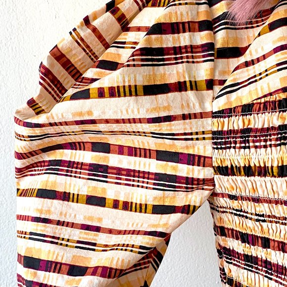 Puffed Sleeve Blouse Ruched Top Fit and Flare Blouse Ruffled Top Statement Piece - Picture 5 of 10